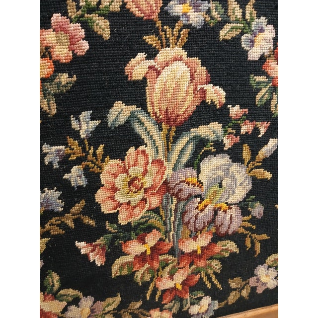 1970s Vintage Large Framed Floral Needlepoint For Sale - Image 5 of 10