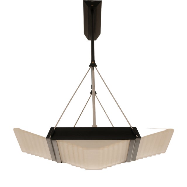 Italian Geometric Suspension Lamp with Murano Glass, 1960s For Sale