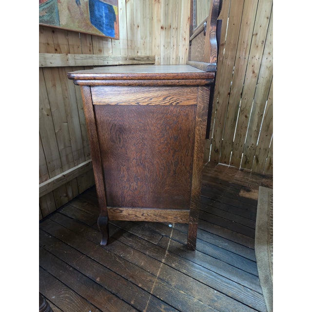 Antique 1890s Serpentine Tiger Oak Dresser With Mirror For Sale - Image 12 of 12