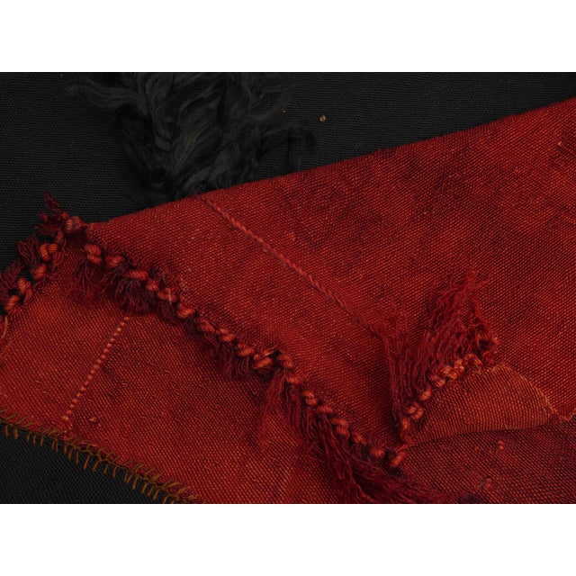1970s Vintage Handmade Wool Cotton Red Green Runner Rug For Sale - Image 9 of 11