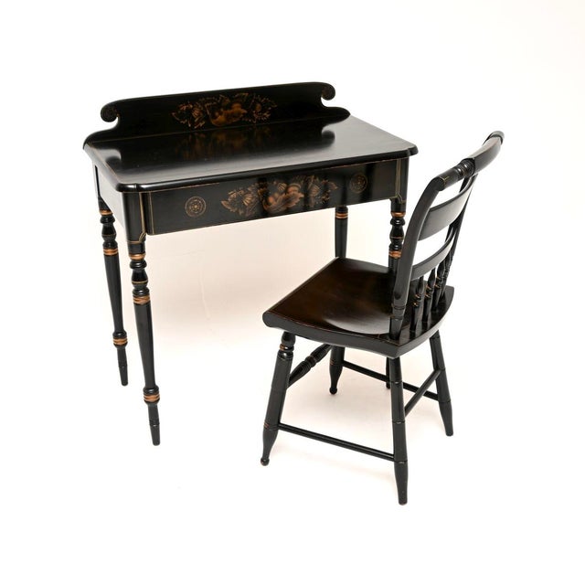 Antique Hitchcock Vanity Desk with Chair and Mirror, 1950, Set of 3 For Sale - Image 4 of 11