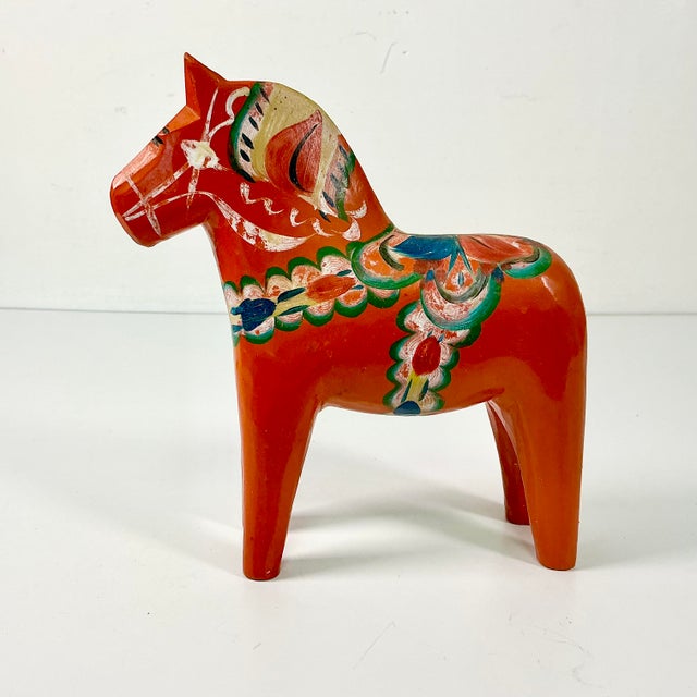 1950s Vintage Gustavia Boho Chic Swedish Hand-Carved Wood Dala Horse For Sale - Image 10 of 12