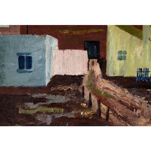 Mid Century Industrial Landscape With Row Houses by Doris Lyons Hoover For Sale In Monterey, CA - Image 6 of 8