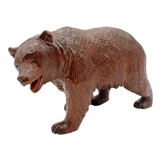 Late 19th Century Medium Size Swiss Strolling Black Forest Bear For Sale
