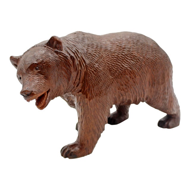 Late 19th Century Medium Size Swiss Strolling Black Forest Bear For Sale