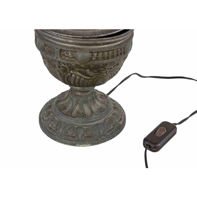 Vintage Italian Metal and Glass Table Lamp, Early 20th Century For Sale - Image 6 of 8