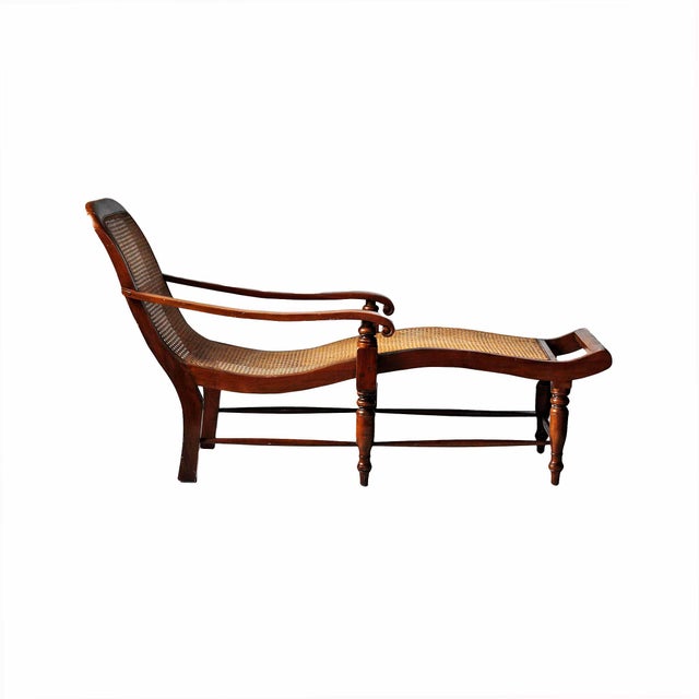 Vintage hand caned wooden chaise lounge chair. Bauer International Furniture. Caning is in good condition. Lowest seat...