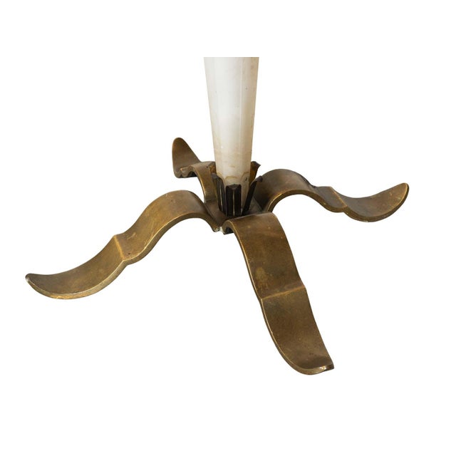 1930s Antique Alabaster and Bronze Stacked Floor Lamp For Sale - Image 5 of 5