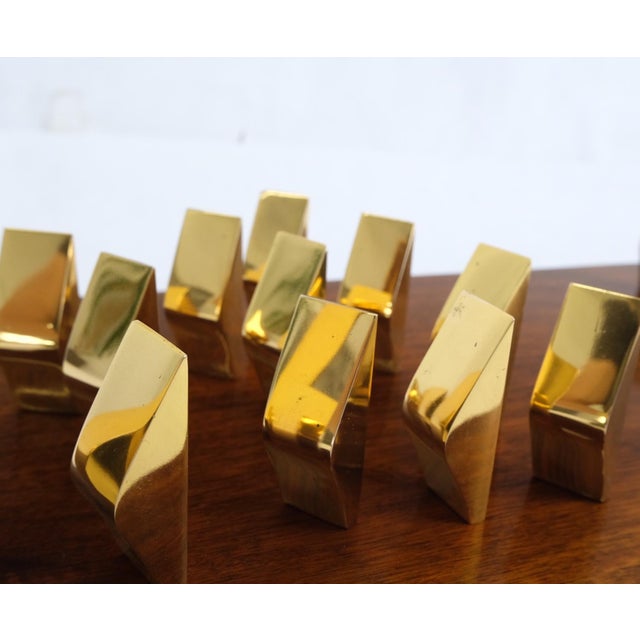 Mid 20th Century Modern Flock of Birds Sculpture Solid Brass Figurines on Walnut Rectangle Block For Sale - Image 15 of 17