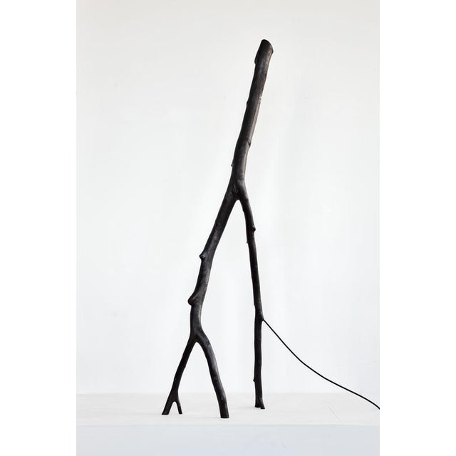 Wood Charred Snappy Tree Friend Floor Light by Marco Iannicelli For Sale - Image 7 of 10