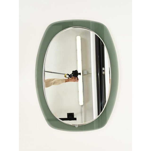 Oval Sage Green Beveled Mirror from Cristal Art, Italy, 1960s For Sale - Image 6 of 17