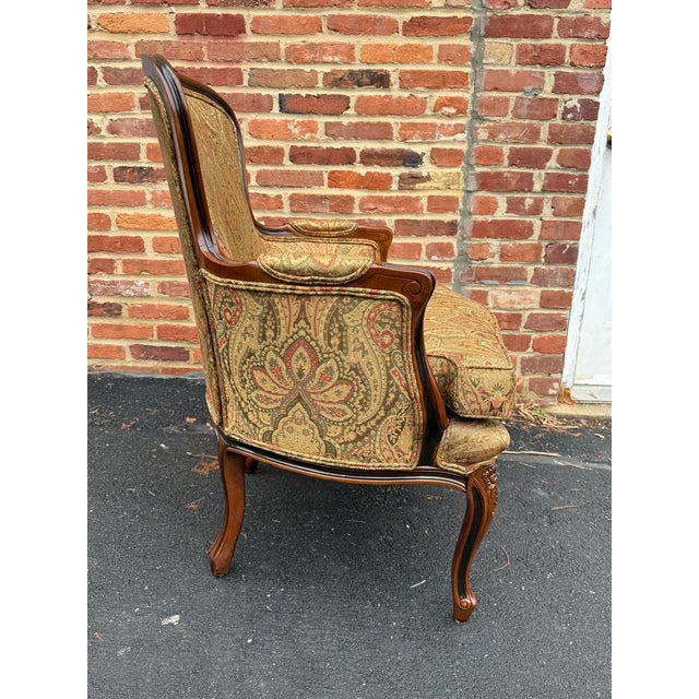 Pair of Vintage Ethan Allen French Louis XVI Style Bergères Armchairs.. Made in Italy For Sale - Image 15 of 17