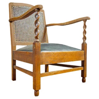 Antique Wood Leather Chair from Vroom & Dreesmann, 1920s For Sale