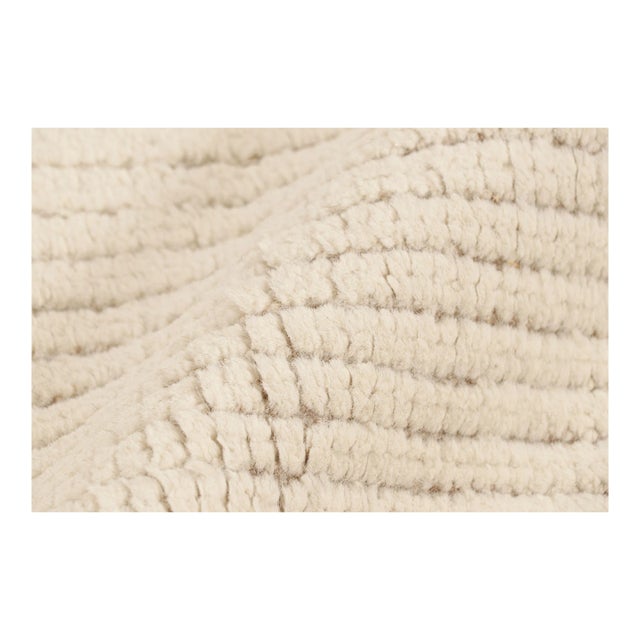 Rug & Kilim’s Modern Textural Rug in Cream & Brown With Ribbed Stripes For Sale