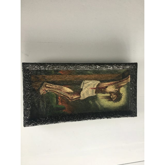 Wood Painting of Jesus on a Wooden Board, 1900s For Sale - Image 7 of 18