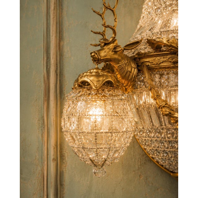 Metal 1980 French Artisan Louis XVI Gold Bronze Sconces Wall Lamps - Pair For Sale - Image 7 of 12