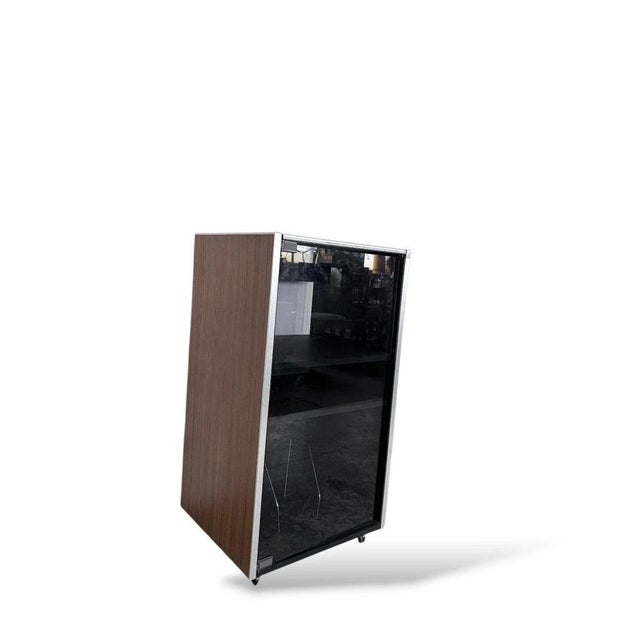 Mid-Century Hi-Fi Cabinet in Wood Veneer with Smoked Glass Door For Sale - Image 4 of 7