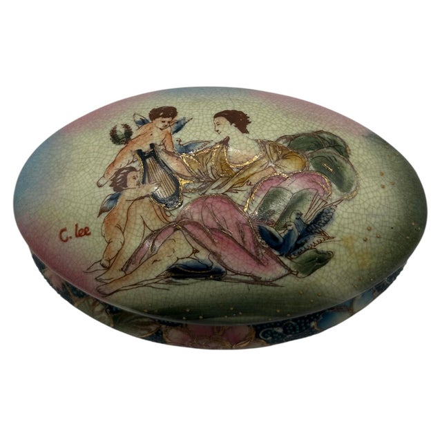 Japanese Vintage Porcelain Lidded Trinket Box From the 'Celestial Collection' by G. Lee For Sale - Image 3 of 12