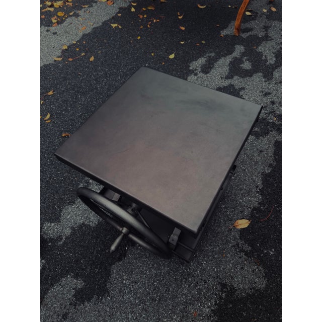 Restoration Hardware Vintage Solid Steel Scissor Lift Table From Restoration Hardware For Sale - Image 4 of 6