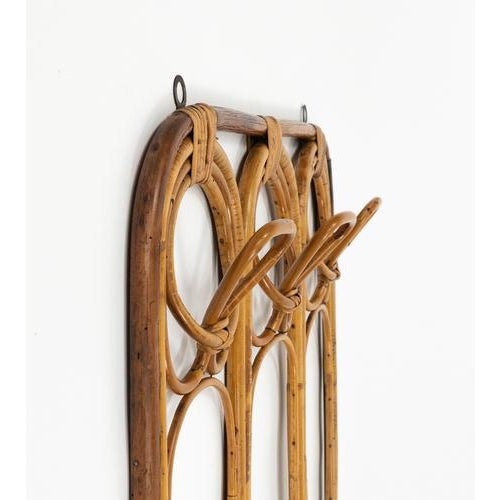 1960s Mid-Century Modern Bamboo and Rattan Coat Rack Stand, Italy, 1960s For Sale - Image 5 of 13