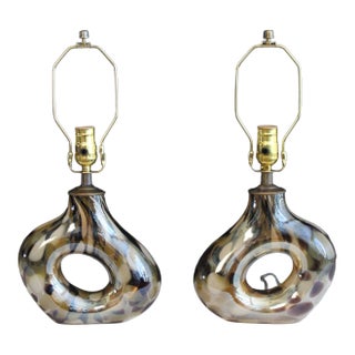 Mid 20th Century Petite Seguso Style Lamps - a Pair For Sale