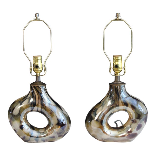 Mid 20th Century Petite Seguso Style Lamps - a Pair For Sale