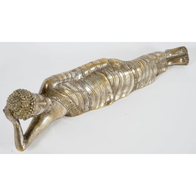 Vintage Mahaparinirvana Buddha Brass Sculpture For Sale - Image 10 of 10