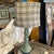 1960s Vintage Faux Bamboo Table Lamp With Printed Geometric Shade For Sale - Image 5 of 7