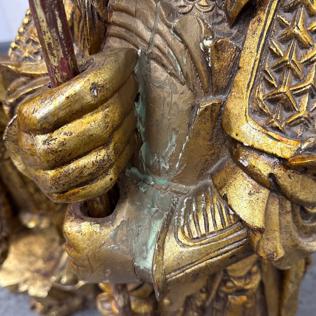 Chinese Menshen Warrior Statues, Guan Yu + Wei Tuo Set For Sale - Image 12 of 12