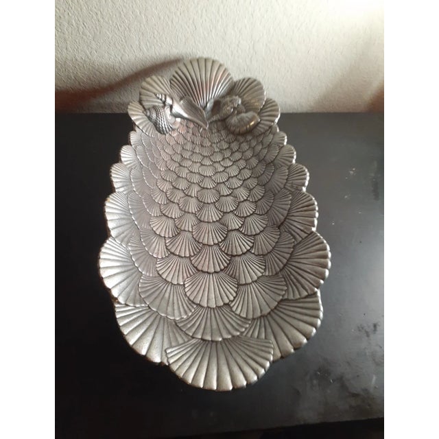 1990s 1994 Arthur Court Seashell Motif Aluminium Oval Bowl For Sale - Image 5 of 8