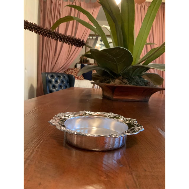Vintage Gorham Silver Tray Used as Dog Bowl, Catchall, Serving Dish or Wine Coaster for Bar Cart, Vanity Styling, Palm Beach Regency or Traditional For Sale - Image 10 of 10