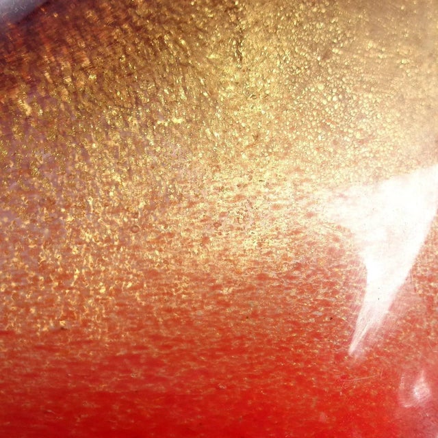 Mid-Century Modern Murano Seguso Vintage Red Purple Gold Flecks Italian Art Glass Standing Fish Figure Sculpture For Sale - Image 3 of 6