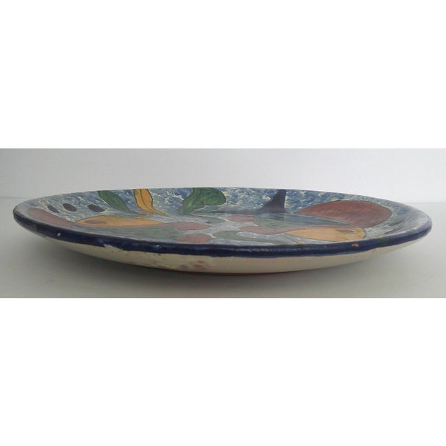 Vintage Mexican Pottery Fish Plate Folk Art Hand Painted Large 12” Dia For Sale In Dallas - Image 6 of 15