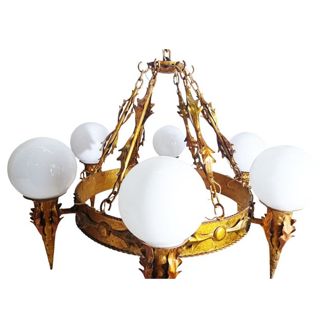 Art Deco Hanging Lamp, 1950s For Sale - Image 10 of 11