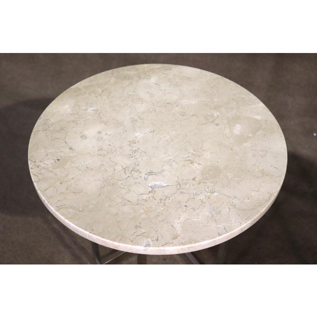Mid-Century Modern Mid 20th Century Marble & Chrome Side Tables - 2 Pieces For Sale - Image 3 of 6
