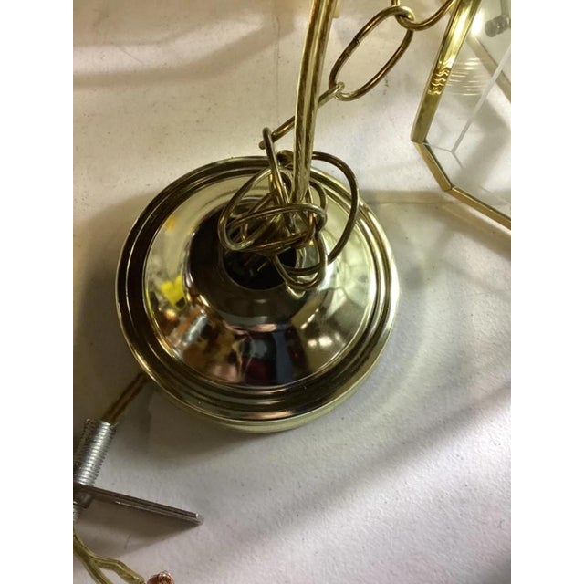 Vintage Brass & Glass Starburst Chandelier 16" Hanging Ceiling Light Fixture For Sale - Image 9 of 13