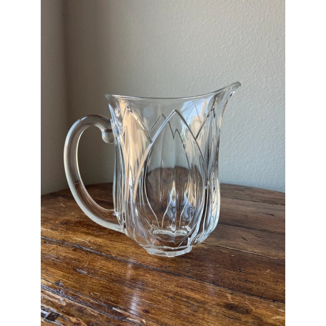 French Cristal D’Arques-Durand Pompano Tulip Crystal Pitcher For Sale - Image 3 of 7