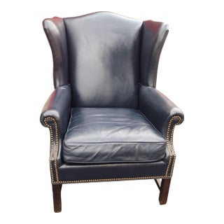 Vintage Executive Wingback Armchair by the Renowned Artisans at Yorkshire Leather of Hickory, North Carolina. For Sale