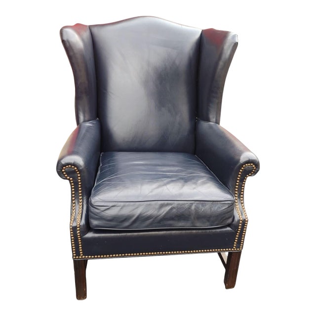 Vintage Executive Wingback Armchair by the Renowned Artisans at Yorkshire Leather of Hickory, North Carolina. For Sale