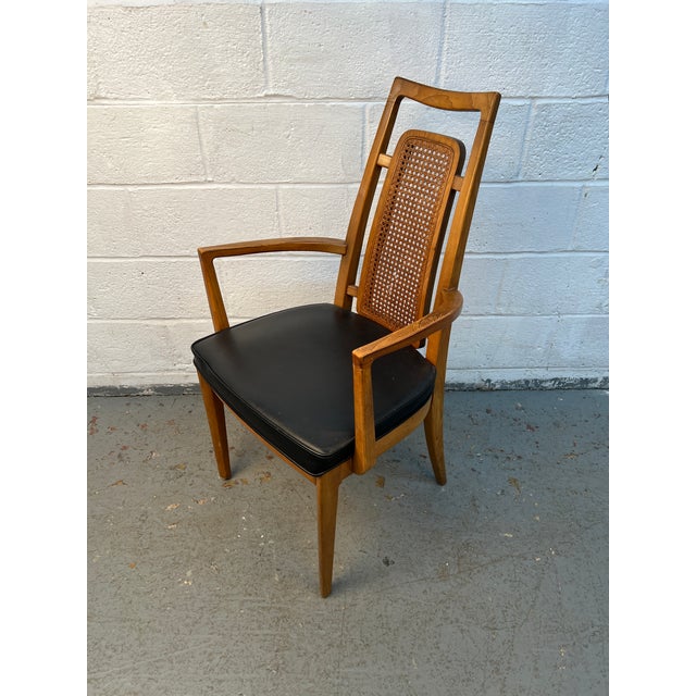 Brown Set of Six Mid 20th Century Walnut and Cane Dining Chairs by Drexel Furniture For Sale - Image 8 of 16