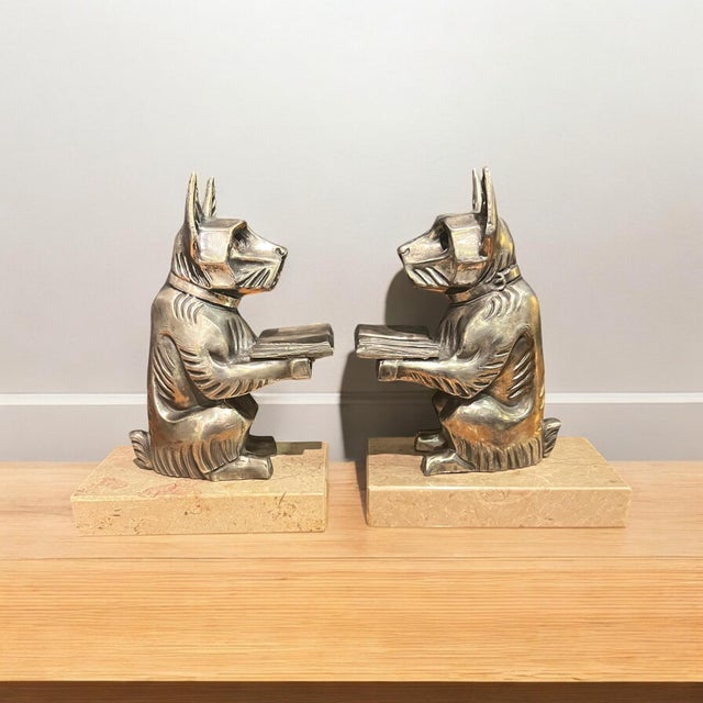 1930s Art Deco Silver Pewter Bookends, 1930s, Set of 2 For Sale - Image 5 of 9