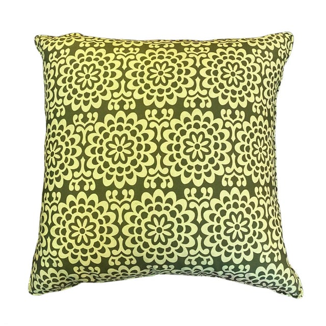 Retro Style Flower Print Down Pillow For Sale - Image 4 of 4