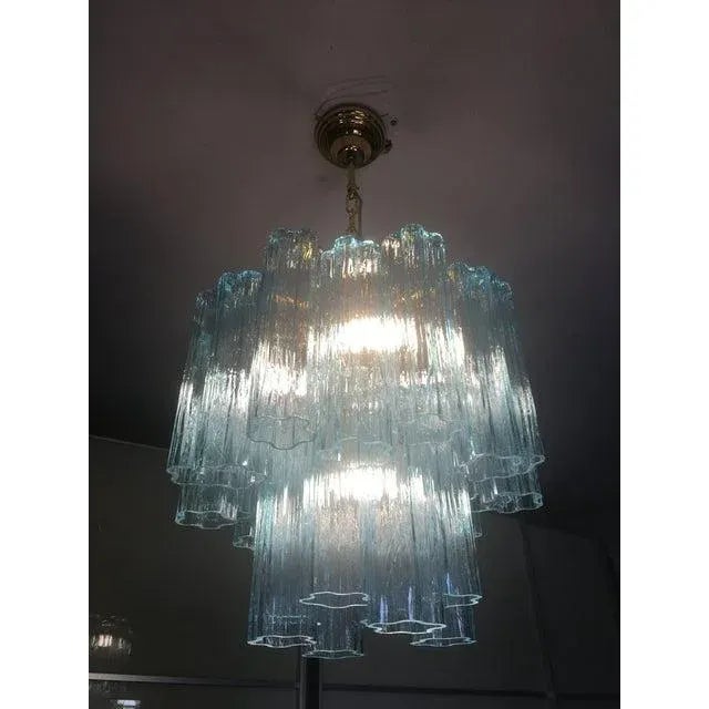 Italian Contemporary Murano Style Glass Turquoise Chandeliers - a Pair For Sale - Image 3 of 12