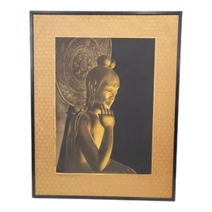 20th Century Japanese Watercolor Scroll Painting of Buddha