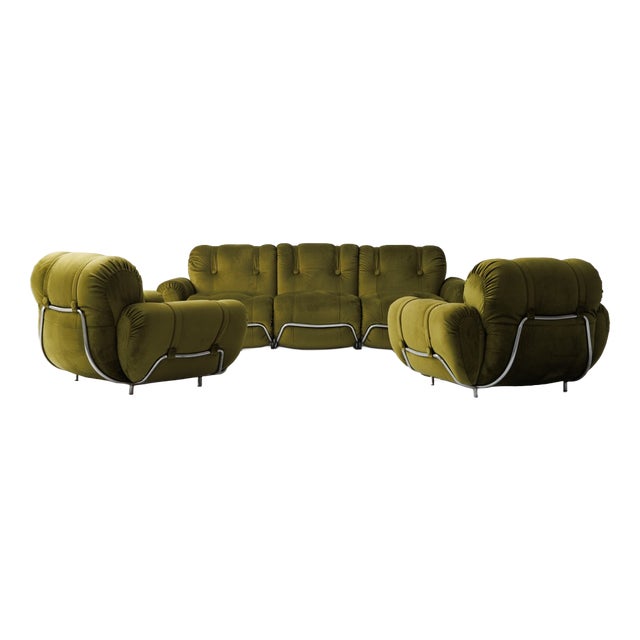 Sofa and Armchairs by Adriano Piazzesi, 1990s, Set of 3 For Sale