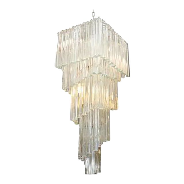 Five-tier Murano Glass Chandelier by Camer For Sale