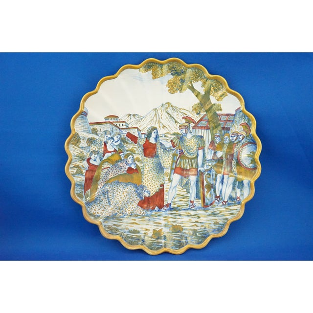 Large Ceramic Plates with Historical Scene of Muzio Scevola and Coriolanus by Alberto Rubboli in Gualdo Tadino, Italy, 1938, Set of 2 For Sale - Image 3 of 18