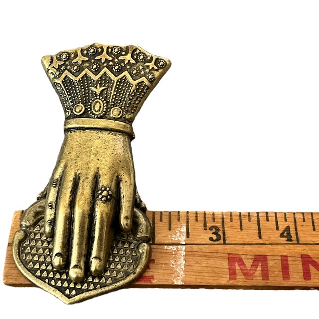 Vintage Bronze Brass Victorian Lady's Hand Metal Note Clip Bookmark For Sale In Jacksonville, FL - Image 6 of 7