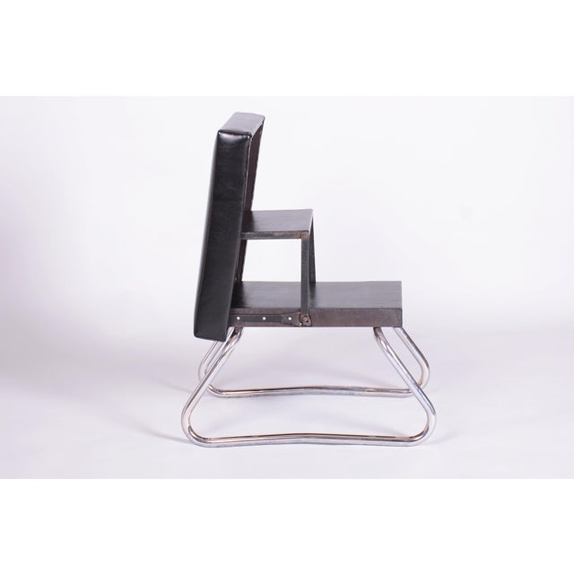 Bauhaus Stool in Genuine Leaher and Chrome, 1960s For Sale - Image 9 of 9