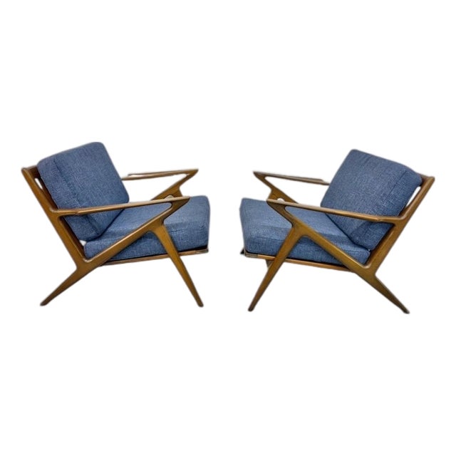 Mid-Century Danish Modern Poul Jensen Selig Walnut "Z" Arm Chairs - Set of 2 For Sale